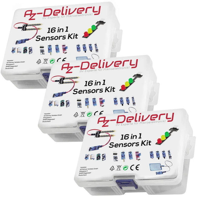 16 in 1 kit accessory set with sensors and modules compatible with Arduino and Raspberry Pi