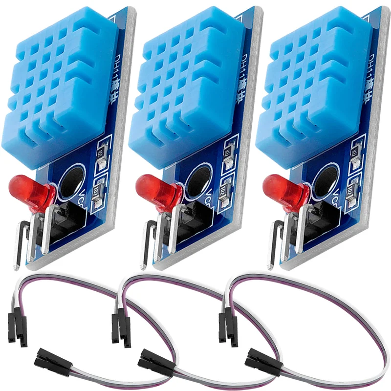 DHT11 Breakout module with board and cable temperature sensor and air humidity sensor compatible with Arduino and Raspberry Pi