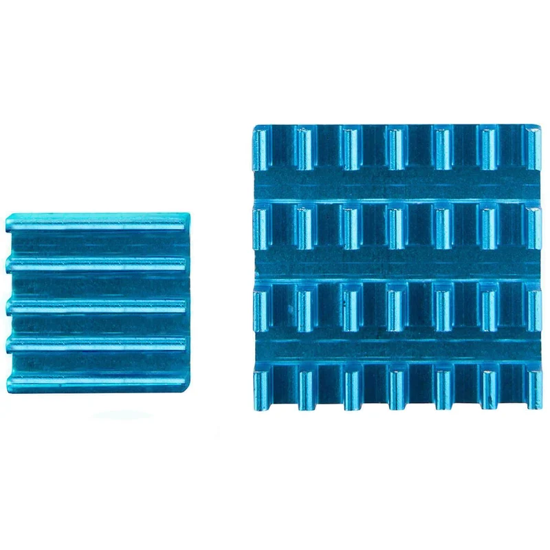 Set of 2 blue aluminum heat sinks passive for Raspberry Pi 3 with thermally conductive special adhesive film