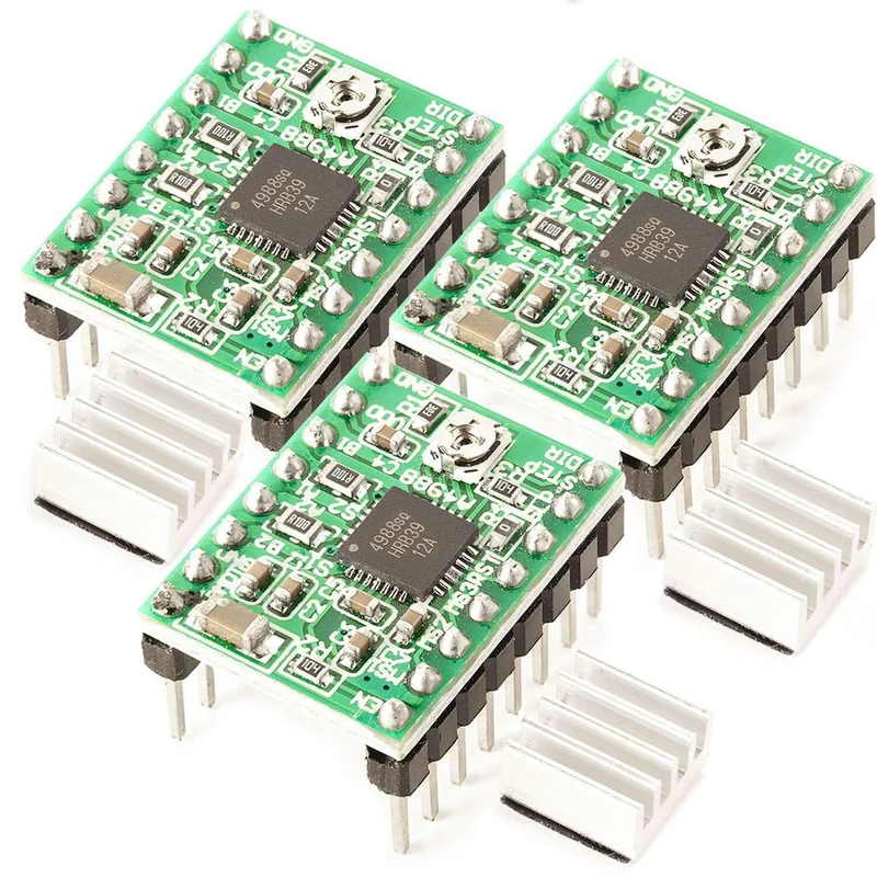 A4988 Stepper motor driver module with heat sink compatible with Arduino and Raspberry Pi