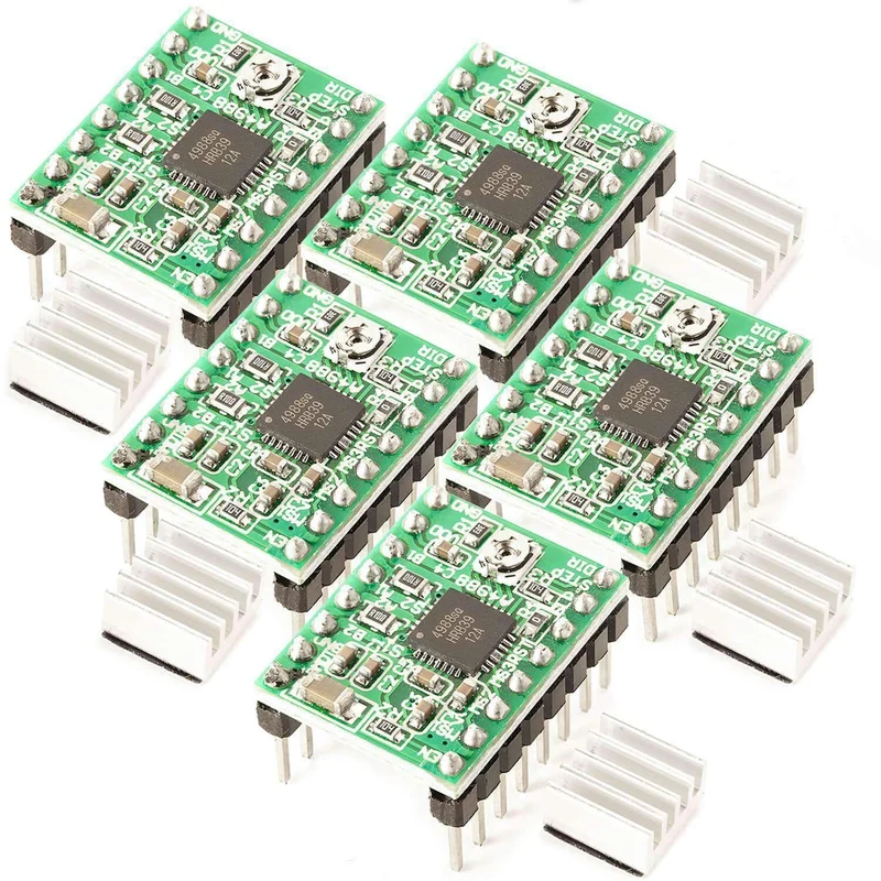 A4988 Stepper motor driver module with heat sink compatible with Arduino and Raspberry Pi