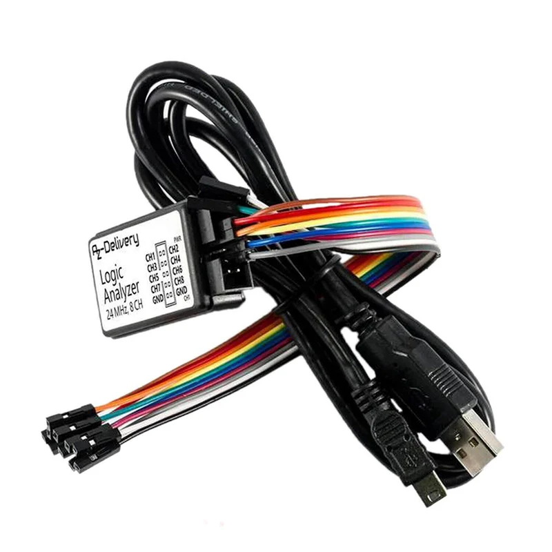 Logic Analyzer 8 CH, 24MHz with USB cable, compatible with Arduino