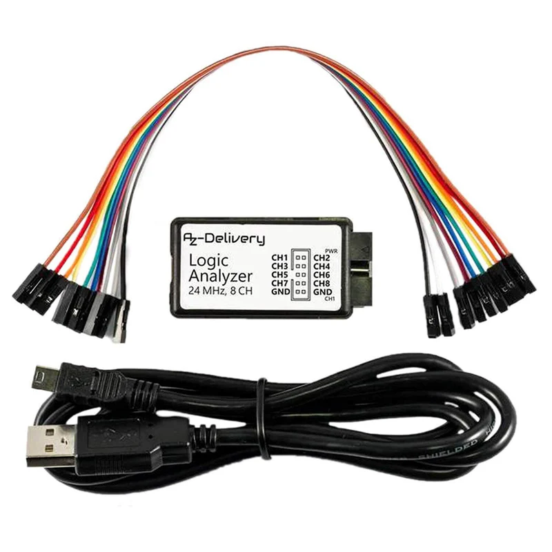 Logic Analyzer 8 CH, 24MHz with USB cable, compatible with Arduino