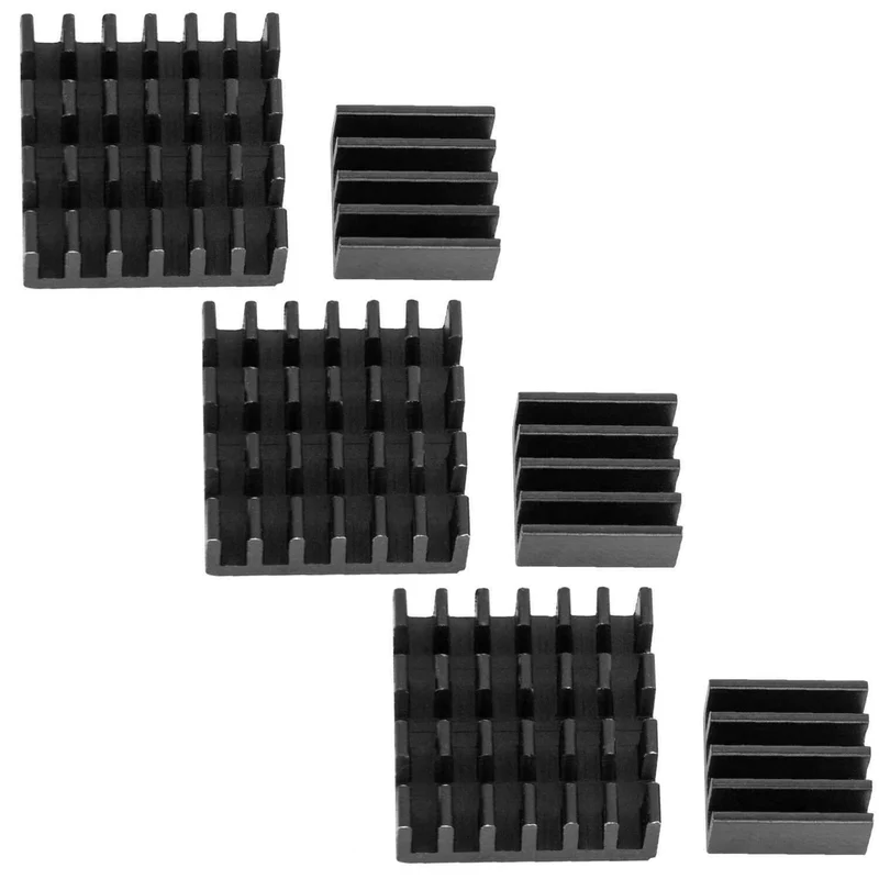 Set of 2 black aluminum heat sinks passive for Raspberry Pi 3 with thermally conductive special adhesive film