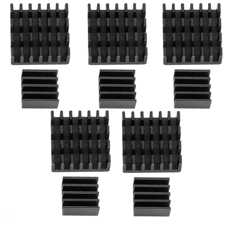 Set of 2 black aluminum heat sinks passive for Raspberry Pi 3 with thermally conductive special adhesive film