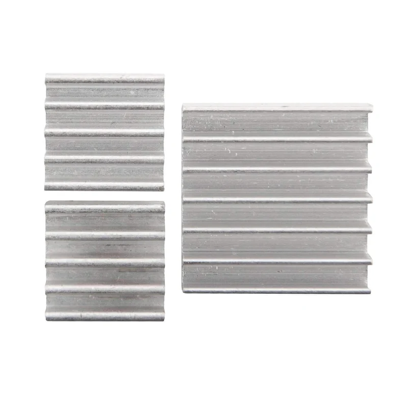 Set of 3 passive aluminum heat sinks for Raspberry Pi A + B with thermally conductive special adhesive foil