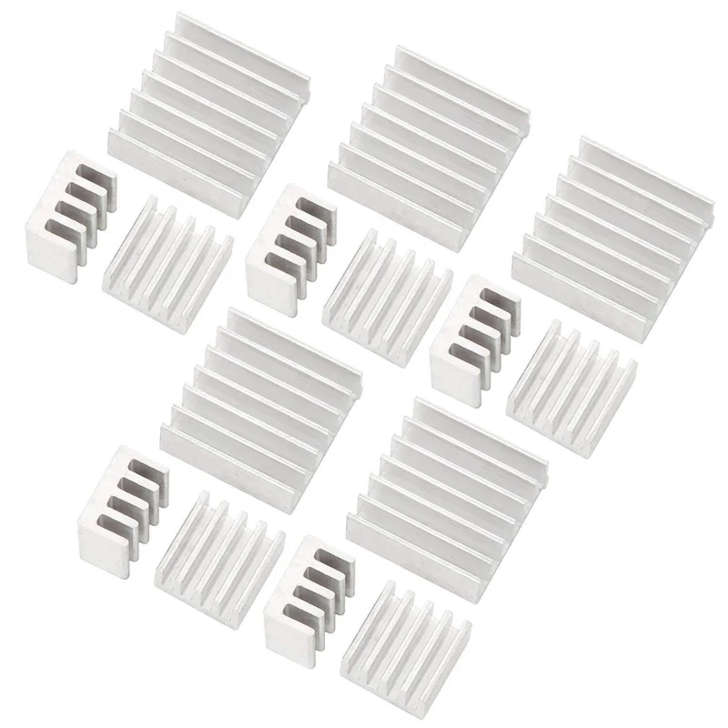Set of 3 passive aluminum heat sinks for Raspberry Pi A + B with thermally conductive special adhesive foil