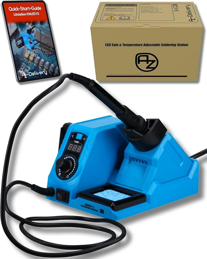 Soldering station 926LED V2 soldering iron kit, 130W, adjustable 200°C-480°C, including plug-in soldering iron handle, soldering stand and heat-resistant cleaning sponge - ideal for DIY projects and home improvements