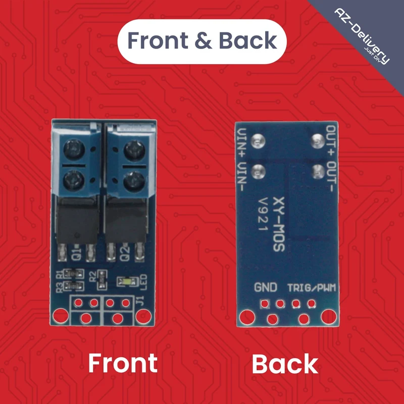 MOSFET PWM controller Module DC 5V -36V 15A, compatible with Arduino - compatible with Raspberry Pi, for microcontroller, LED 12V, solenoid, engine control, servo engine, step -engine, power supply, PWM controller, transistor