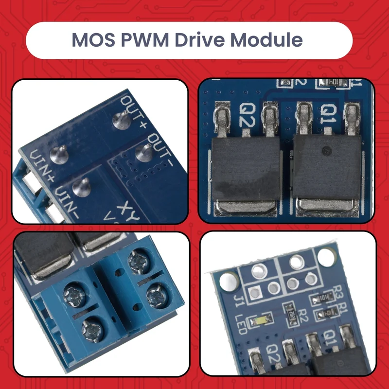 MOSFET PWM controller Module DC 5V -36V 15A, compatible with Arduino - compatible with Raspberry Pi, for microcontroller, LED 12V, solenoid, engine control, servo engine, step -engine, power supply, PWM controller, transistor