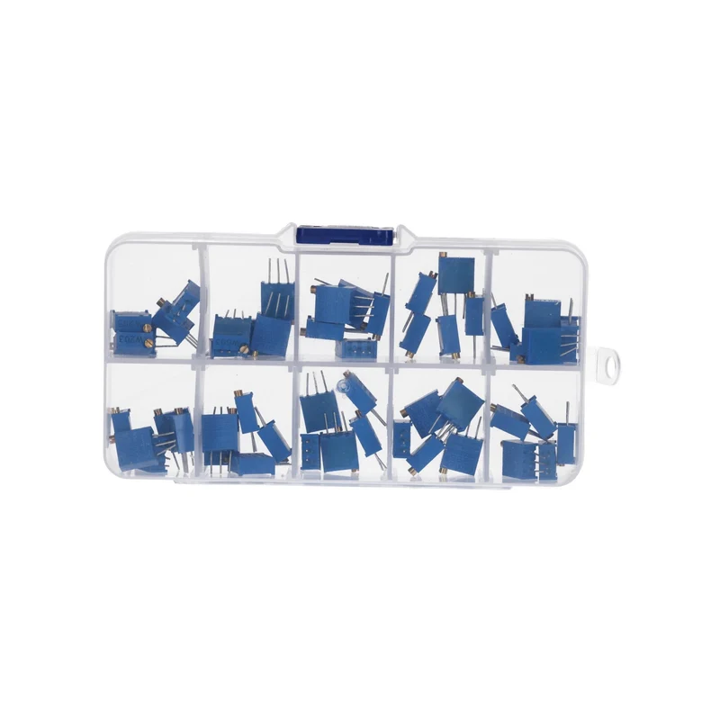 3296W Trimmer Potentiometer Set – 10 Werte, 60 Stück (500Ω bis 1MΩ) – Hochpräzise Lineare Potentiometer für Elektronikprojekte – Enthält 1K, 10K, 100K Ohm und mehr