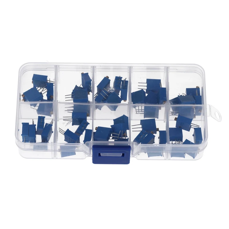 3296W Trimmer Potentiometer Set – 10 Werte, 60 Stück (500Ω bis 1MΩ) – Hochpräzise Lineare Potentiometer für Elektronikprojekte – Enthält 1K, 10K, 100K Ohm und mehr