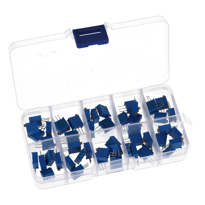 3296W Trimmer Potentiometer Set – 10 Werte, 60 Stück (500Ω bis 1MΩ) – Hochpräzise Lineare Potentiometer für Elektronikprojekte – Enthält 1K, 10K, 100K Ohm und mehr
