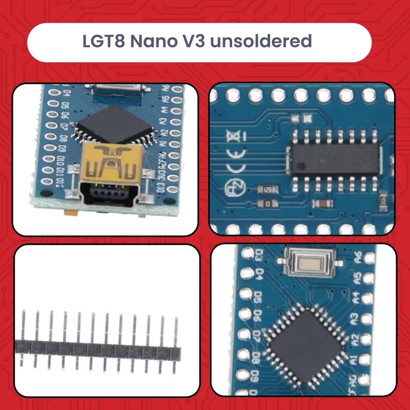 LGT8 Nano V3 - Microcontroller board with LGT8F328P and CH340, Arduino-compatible Nano, 32 MHz clock frequency
