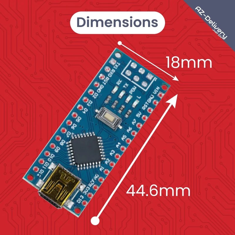 LGT8 Nano V3 - Microcontroller board with LGT8F328P and CH340, Arduino-compatible Nano, 32 MHz clock frequency