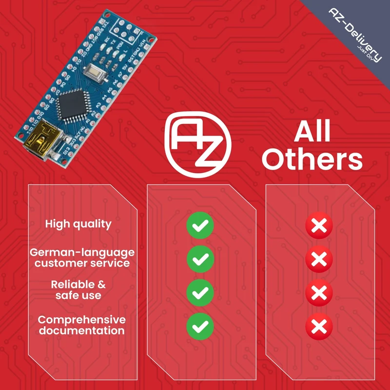 LGT8 Nano V3 - Microcontroller board with LGT8F328P and CH340, Arduino-compatible Nano, 32 MHz clock frequency