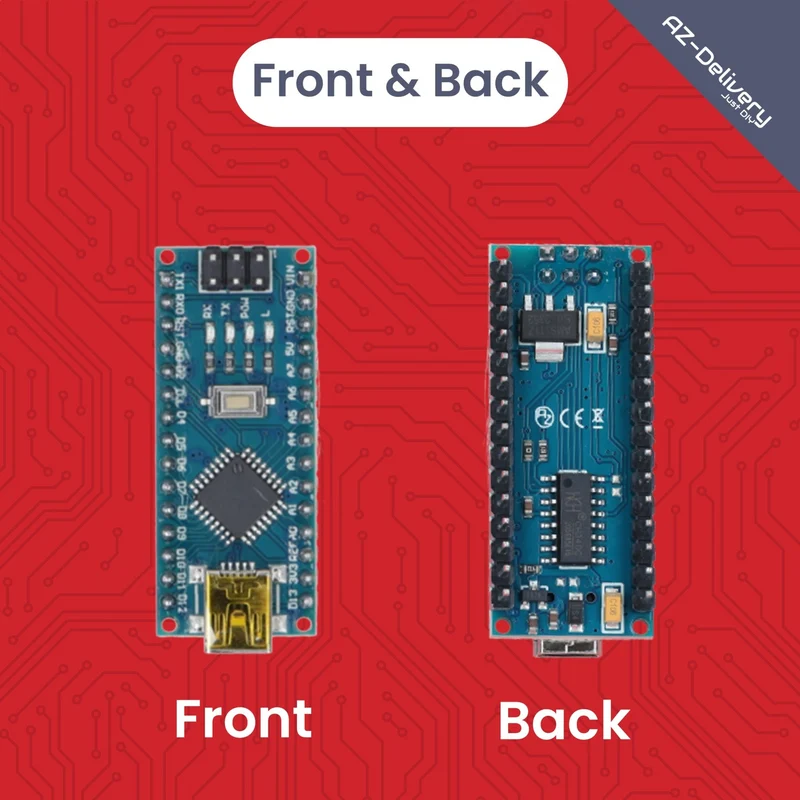 LGT8 Nano V3 - Microcontroller board with LGT8F328P and CH340, compatible with Arduino Nano, 32 MHz clock frequency, with pre-soldered pins & USB cable