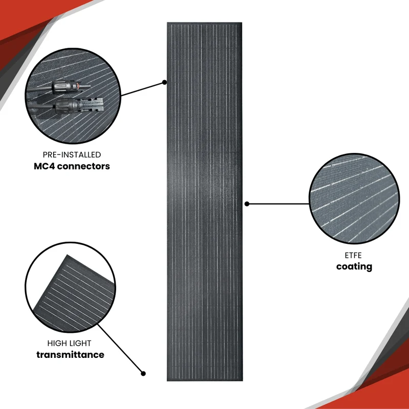 130W ETFE Flexible Solar Panel – Monocrystalline Solar Module, Lightweight & Robust, PV Module with MC4 Connector, Ideal for Motorhomes, Boats, Roofs, Balconies, Camping & Off-Grid Applications