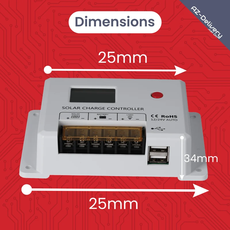 MIT-HC2420 PWM Solar Charger 12V/24V, 20A Solar Charge Controller with LCD, Dual USB, Short Circuit and Reverse Polarity Protection, Solar Charge Controller for LiFePO4, Gel & AGM Batteries