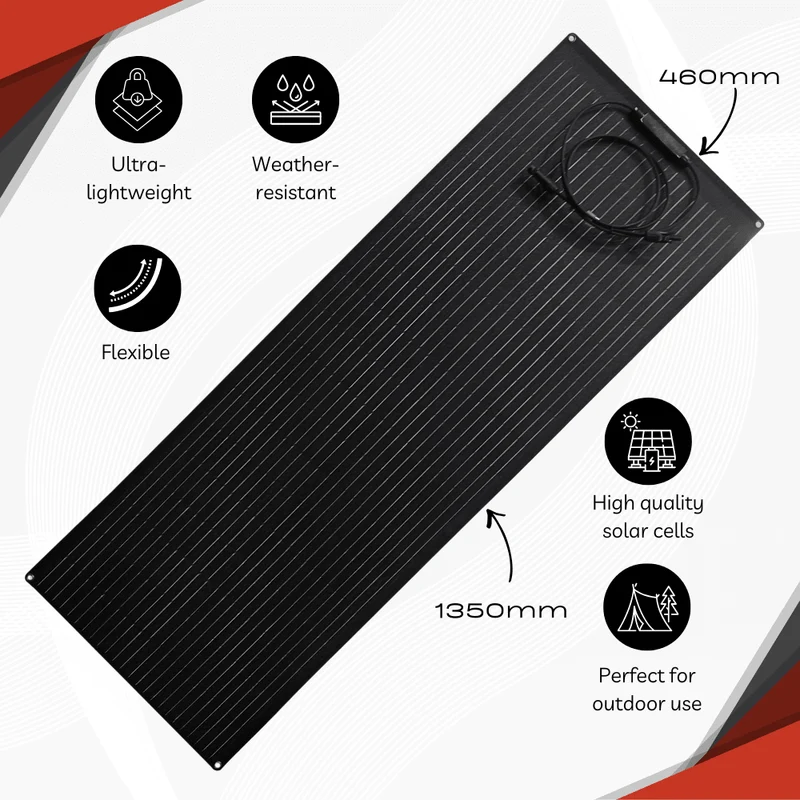 100W ETFE Flexible Solar Panel – Monocrystalline Solar Module, Lightweight & Robust, PV Module with MC4 Connector, Ideal for RVs, Boats, Roofs, Balconies, Camping & Off-Grid Applications