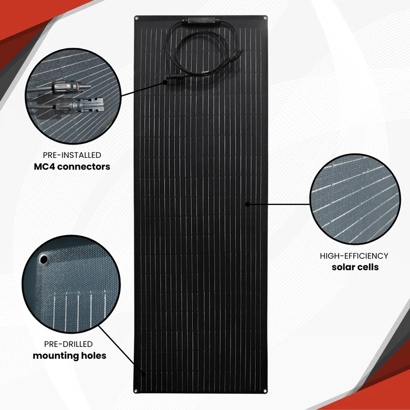 100W ETFE Flexible Solar Panel – Monocrystalline Solar Module, Lightweight & Robust, PV Module with MC4 Connector, Ideal for RVs, Boats, Roofs, Balconies, Camping & Off-Grid Applications