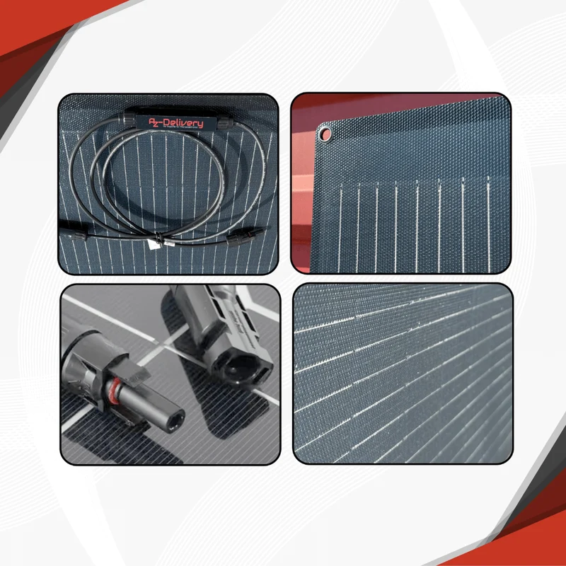 100W ETFE Flexible Solar Panel – Monocrystalline Solar Module, Lightweight & Robust, PV Module with MC4 Connector, Ideal for RVs, Boats, Roofs, Balconies, Camping & Off-Grid Applications