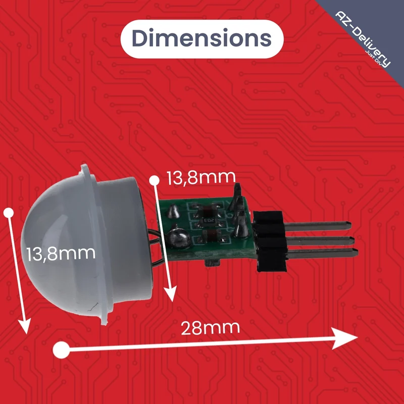 SR312 Mini PIR Motion Sensor 12V – Infrared IR Sensor Module for Arduino, 2.7–12V, 100° Detection, 5m Range, Compact Motion Detector, HC-SR501 Alternative