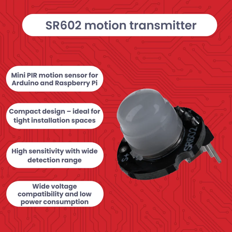 SR602 Mini PIR Motion Sensor 3.3–15V – Infrared IR Sensor Module for Arduino, 100° Detection, 5m Range, Mini Motion Sensor for Raspberry Pi, HC-SR501 Alternative