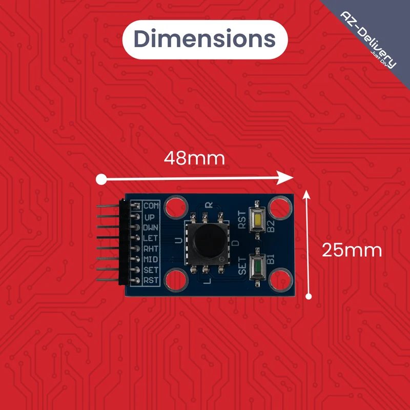 Project/menu navigation module with joystick and buttons compatible with Arduino and Raspberry Pi – Digital input module for menu control and project navigation