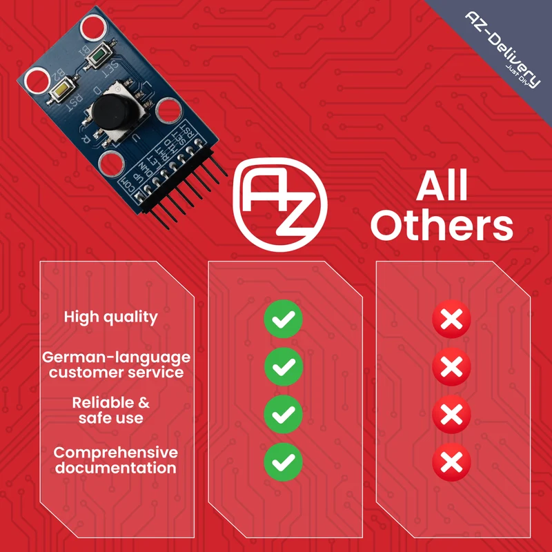 Project/menu navigation module with joystick and buttons compatible with Arduino and Raspberry Pi – Digital input module for menu control and project navigation