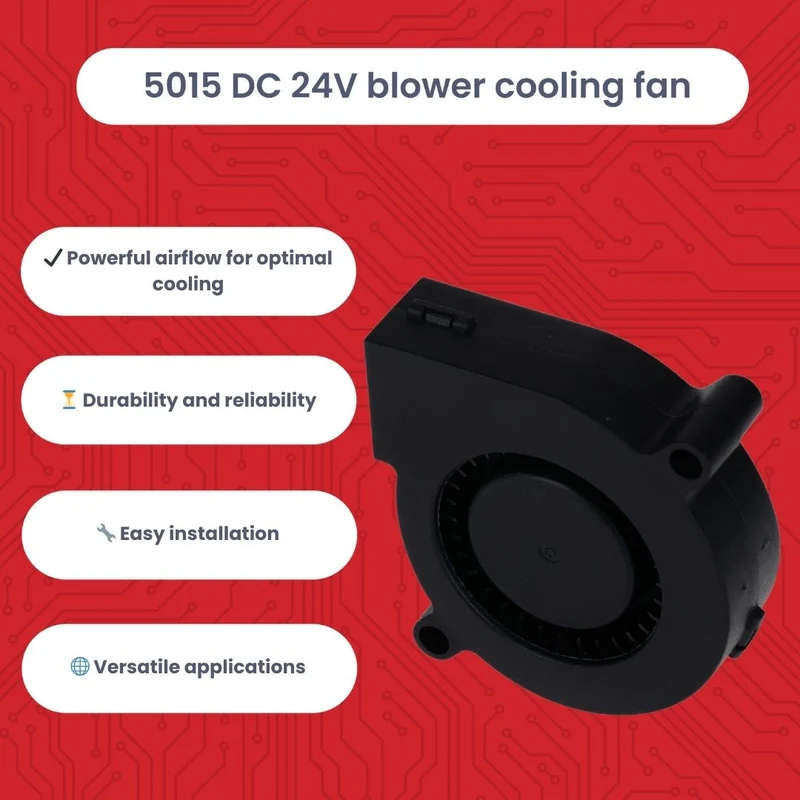5015 DC 24V fan radial fan-50 x 50 x 15 mm brushless mini blower for electronics cooling, 3D printer, household appliances-quiet & efficient, 2-pin connection-including e-book