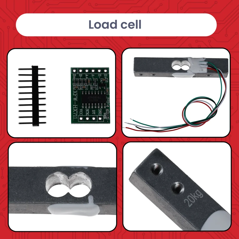 20 kg load cell with HX711 module – precision sensor for weight measurement compatible with Arduino & Raspberry Pi – set includes amplifier ADC for force measurement