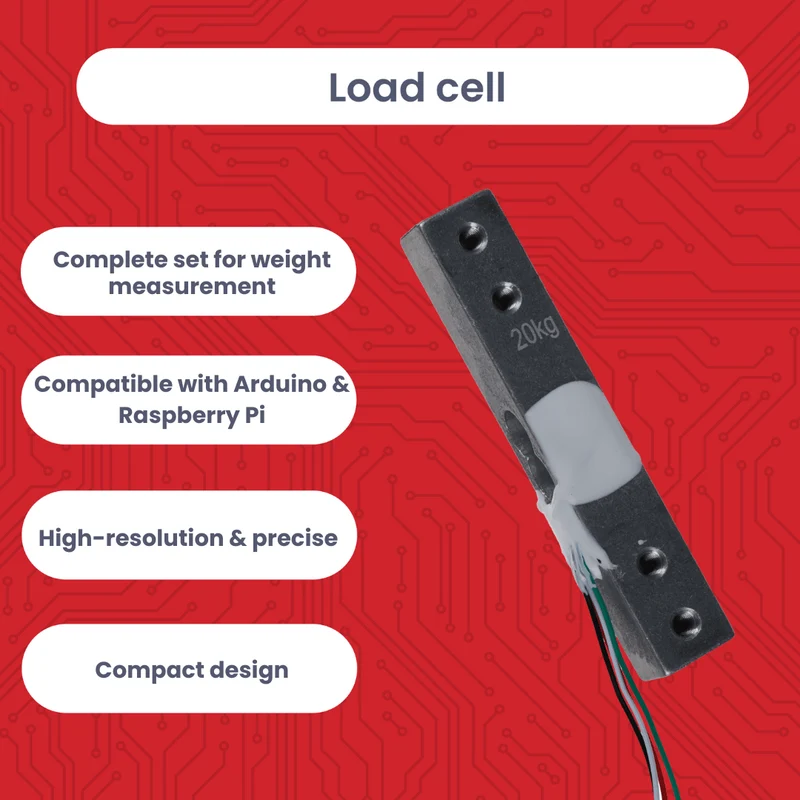 20 kg load cell with HX711 module – precision sensor for weight measurement compatible with Arduino & Raspberry Pi – set includes amplifier ADC for force measurement
