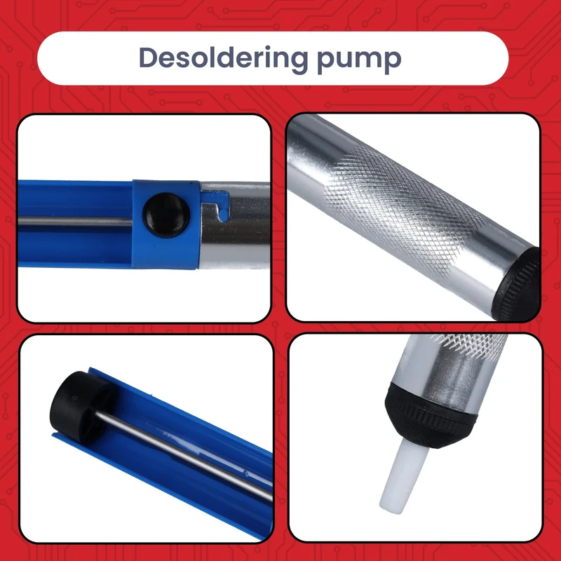 Desoldering Pump Solder Suction Desoldering Pump - Solder Remover for Electronics & PCBs - Manual Vacuum Desoldering Tool with Heat Resistant Nozzle - Soldering Accessories for Repairs & DIY
