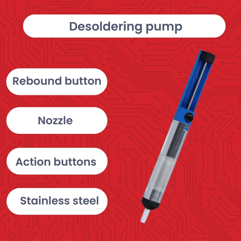 Desoldering Pump Solder Suction Desoldering Pump - Solder Remover for Electronics & PCBs - Manual Vacuum Desoldering Tool with Heat Resistant Nozzle - Soldering Accessories for Repairs & DIY