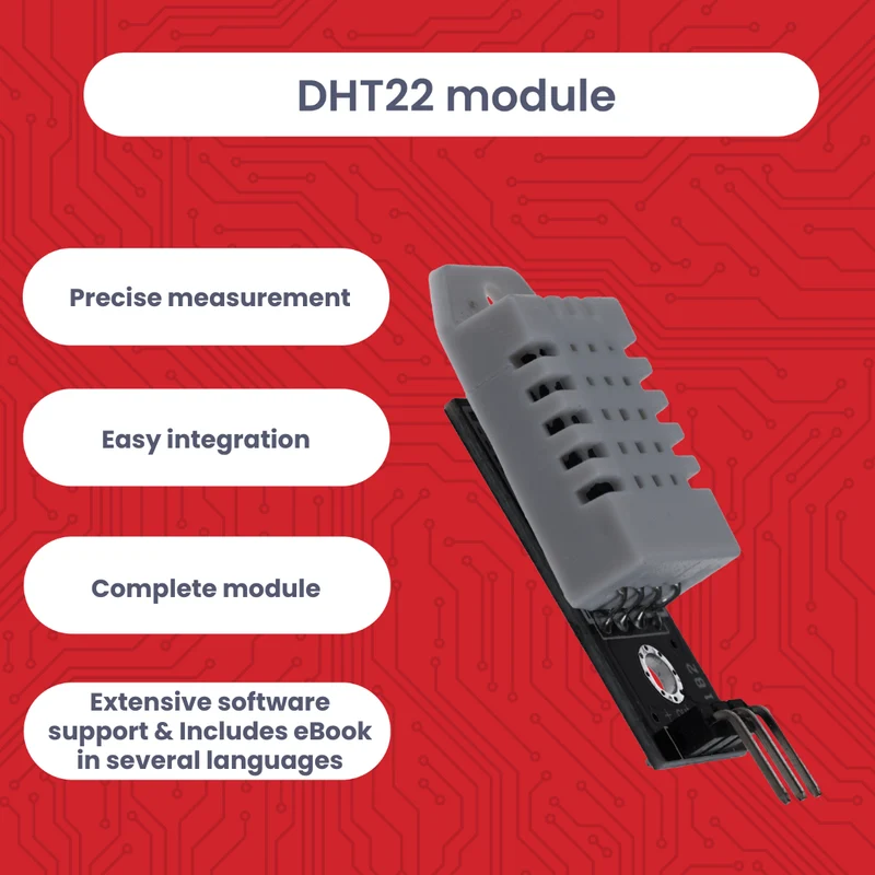 DHT22 Temperatur- und Luftfeuchtigkeitssensor Modul mit Digitalausgang – kompatibel mit Arduino, Raspberry Pi, ESP32, – präziser Feuchtesensor 0–99%, -40–125°C