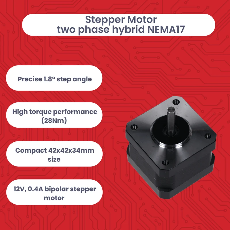 NEMA 17 stepper motor 12V 28Nm 1.8° 2-phase hybrid stepper motor with 1m cable, compatible with Arduino, 3D printers, CNC machines and robotics