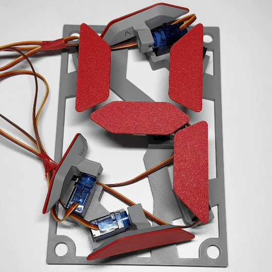 Mechanical 7-segment display with servos and ESP32