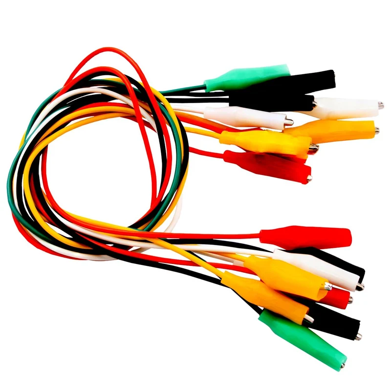 Set of 30 crocodile clips: Electrical clamps for Arduino kit, breadboard & multimeter, 12V, ideal for experiments (50cm)