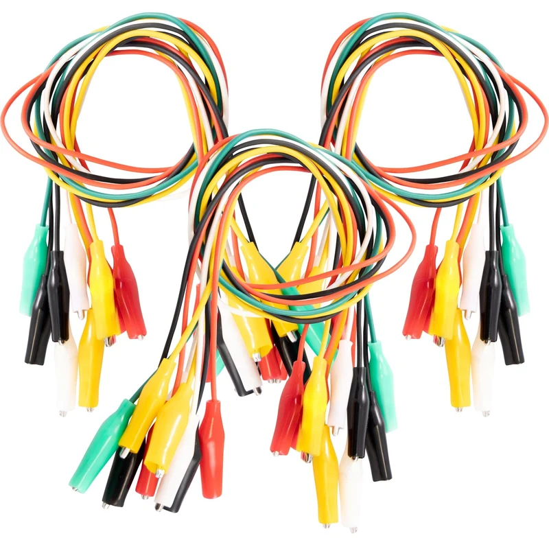 Set of 30 crocodile clips: Electrical clamps for Arduino kit, breadboard & multimeter, 12V, ideal for experiments (50cm)
