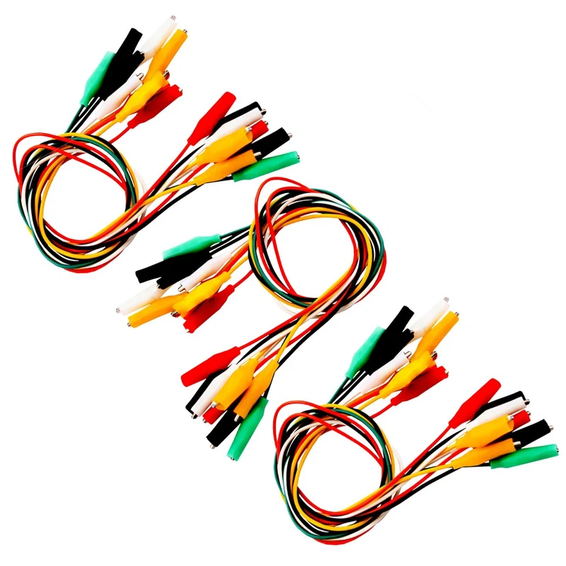 Set of 30 crocodile clips: Electrical clamps for Arduino kit, breadboard & multimeter, 12V, ideal for experiments (50cm)