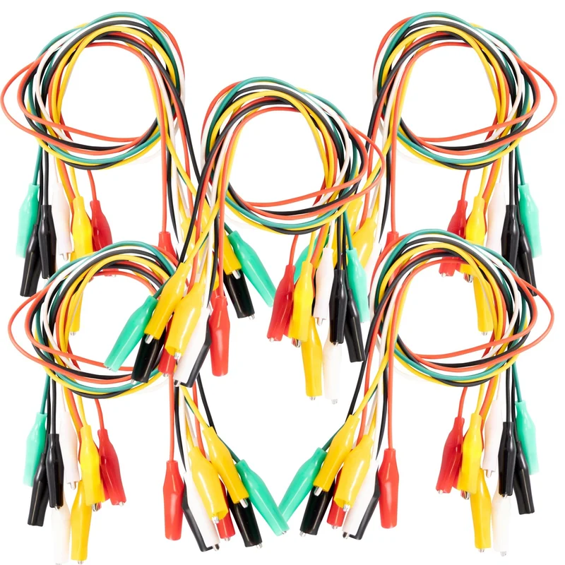 Set of 30 crocodile clips: Electrical clamps for Arduino kit, breadboard & multimeter, 12V, ideal for experiments (50cm)