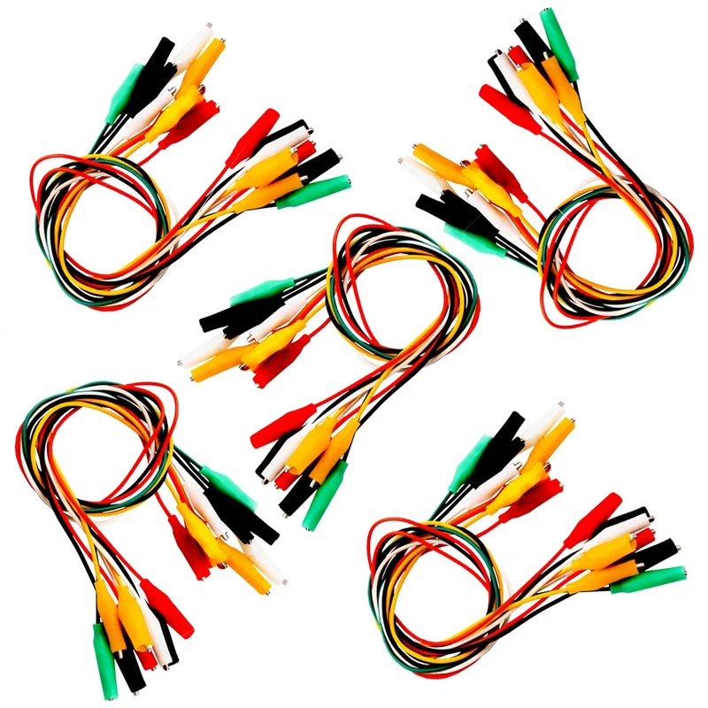 Set of 30 crocodile clips: Electrical clamps for Arduino kit, breadboard & multimeter, 12V, ideal for experiments (50cm)