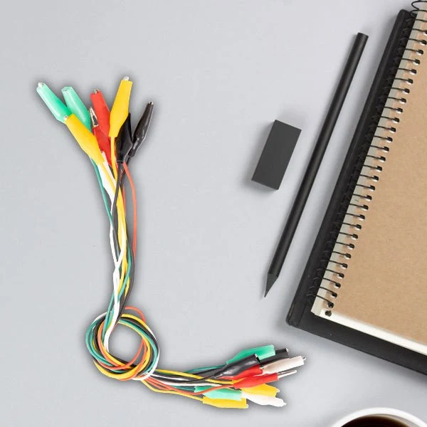 Set of 30 crocodile clips: Electrical clamps for Arduino kit, breadboard & multimeter, 12V, ideal for experiments (50cm)