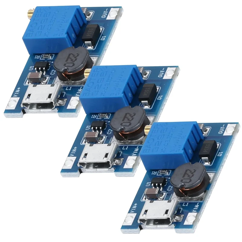 2A DC-DC boost step-up converter, MicroUSB - Universal voltage regulator, 2V-24V to 5V-28V, for MT3608