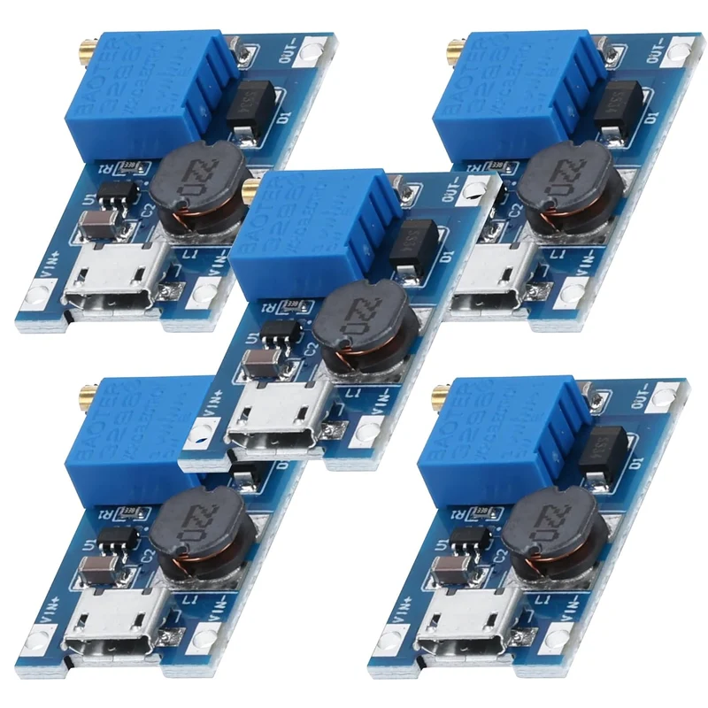 2A DC-DC boost step-up converter, MicroUSB - Universal voltage regulator, 2V-24V to 5V-28V, for MT3608