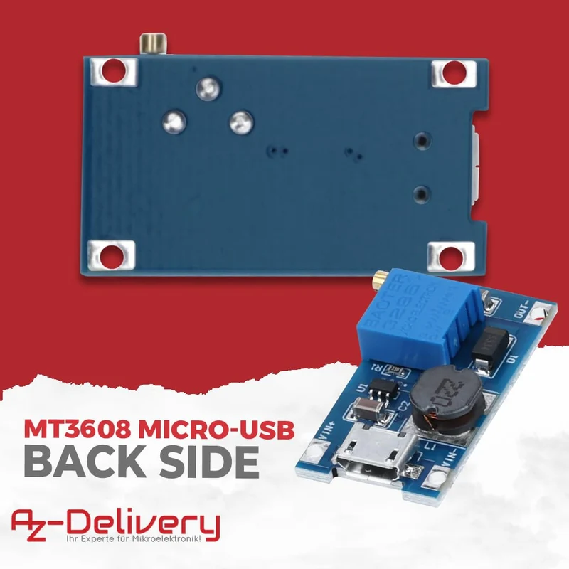 2A DC-DC boost step-up converter, MicroUSB - Universal voltage regulator, 2V-24V to 5V-28V, for MT3608