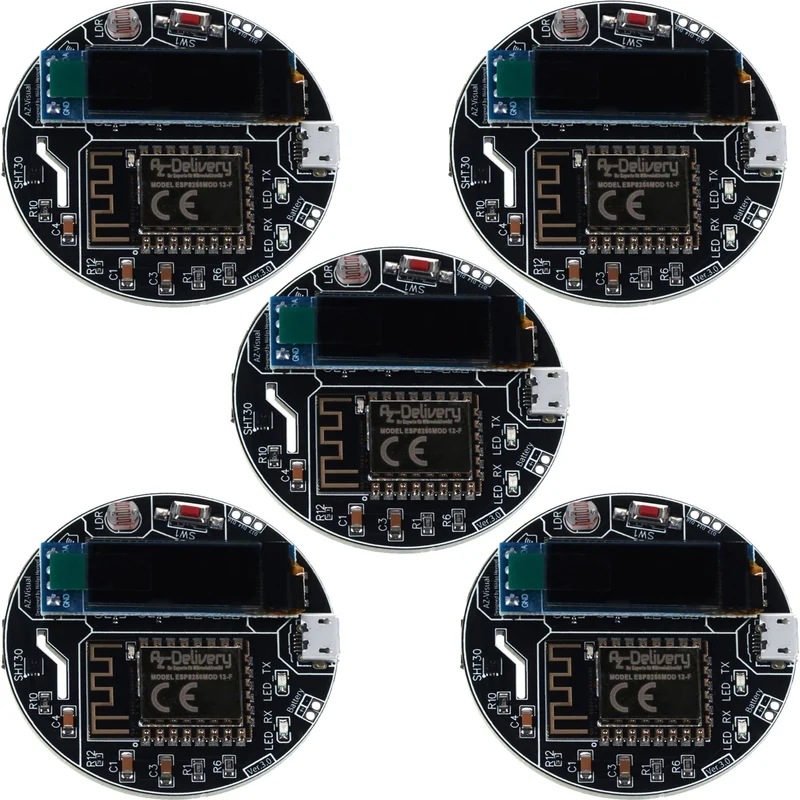 AZ-Visual - ESP8266-12F development board with temperature, humidity and ambient light sensor (SHT30 and LDR) + OLED display 0.91"
