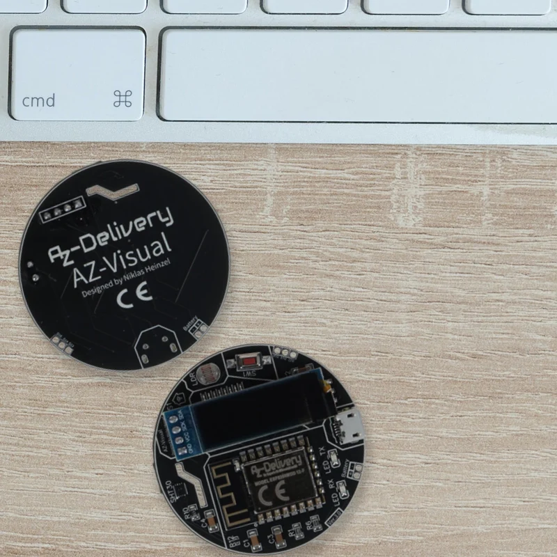 AZ-Visual - ESP8266-12F development board with temperature, humidity and ambient light sensor (SHT30 and LDR) + OLED display 0.91"