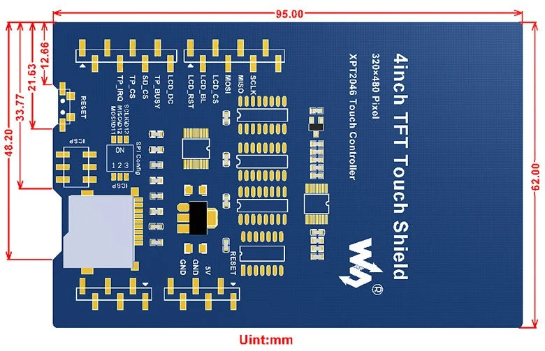 Waveshare - 4 " TFT Touch Shield compatible with Arduino